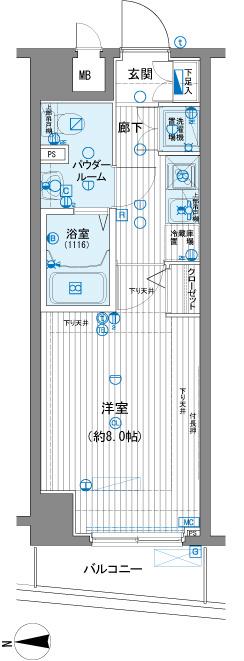 メインステージ田端参番館(1K/3階)の間取り写真