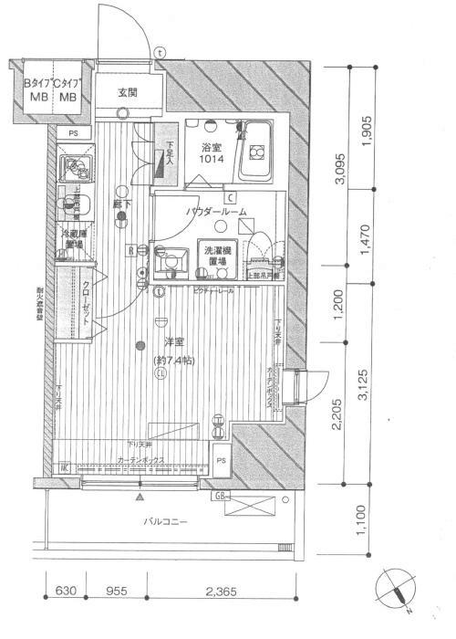 メインステージ田端(1K/6階)の間取り写真