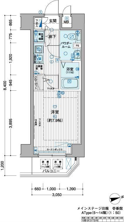 メインステージ田端壱番館 8階階 間取り