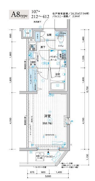 メインステージ上板橋(1K/1階)の間取り写真