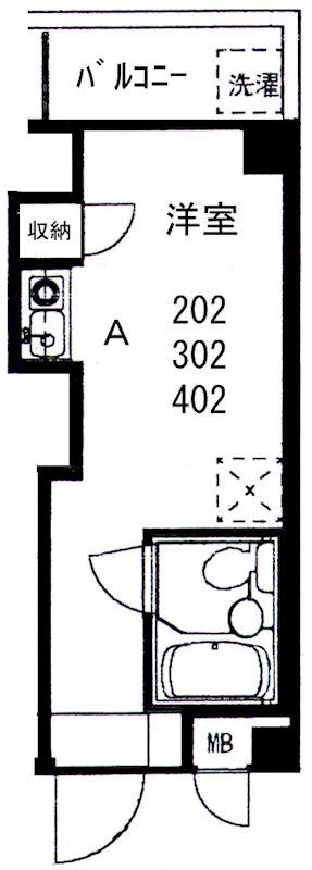 メインフィールド本郷(ワンルーム/4階)の間取り写真
