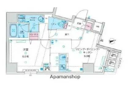 ジェノヴィア上野2スカイガーデン(1LDK/5階)の間取り写真