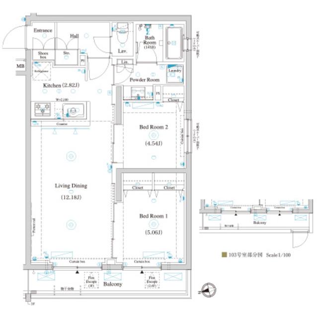 ラティエラ滝野川(2LDK/4階)の間取り写真