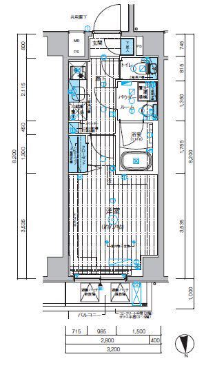 メインステージ成増(1K/2階)の間取り写真