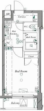 VIDA014(1K/6階)の間取り写真