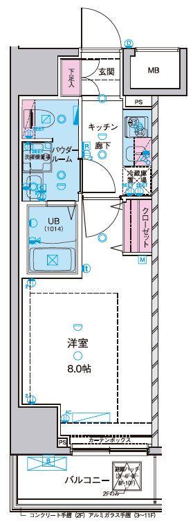 ジェノヴィア浅草2スカイガーデン(1K/11階)の間取り写真