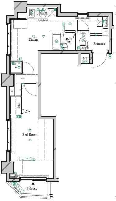 ARTESSIMO LINK BERIS(1K/7階)の間取り写真