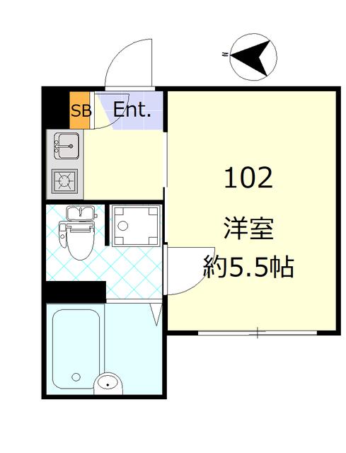 ドミール十条(1K/1階)の間取り写真