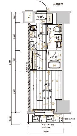 メインステージ十条Ⅱ(1K/10階)の間取り写真