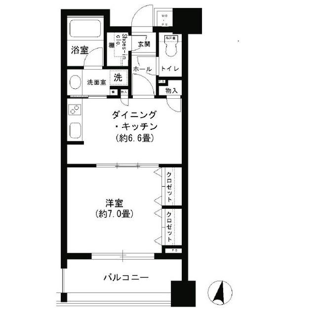 クリオ文京小石川(1DK/2階)の間取り写真