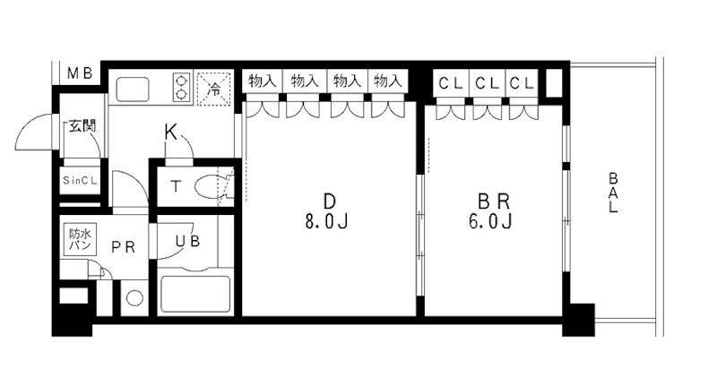 レジディア池袋(2K/2階)の間取り写真