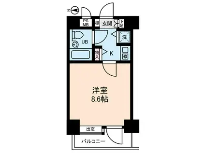 浅草スカイレジテル(1K/10階)の間取り写真