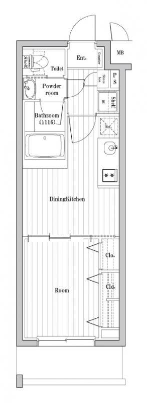市谷鷹匠町レジデンス(1DK/3階)の間取り写真