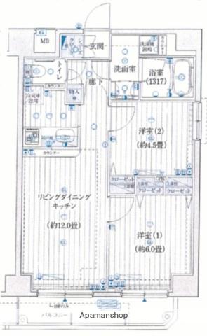 プレール・ドゥーク東京イースト2(2LDK/9階)の間取り写真