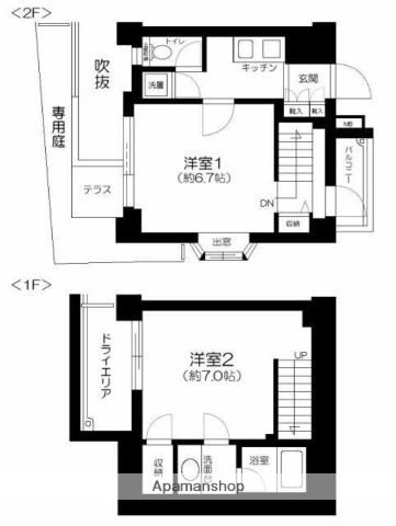 パレステュディオ小石川後楽園(2K/2階)の間取り写真