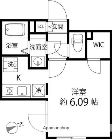 BRANCHE神楽坂(ワンルーム/4階)の間取り写真