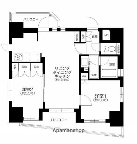 エターナル南千住グランTOKYO(2LDK/7階)の間取り写真