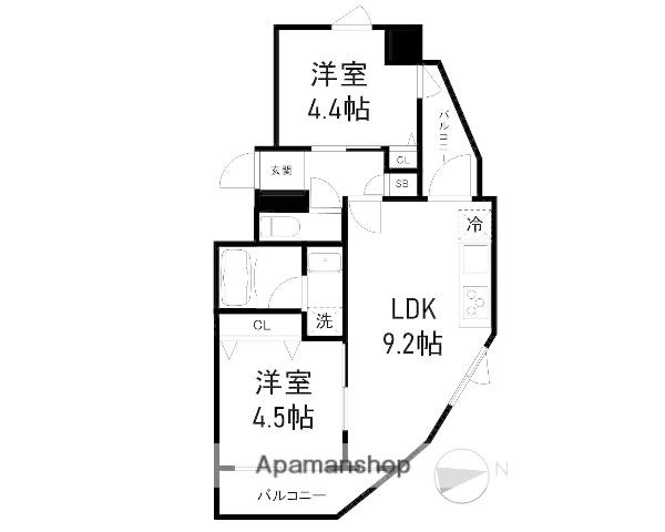 勝康レジデンス西日暮里(2LDK/3階)の間取り写真