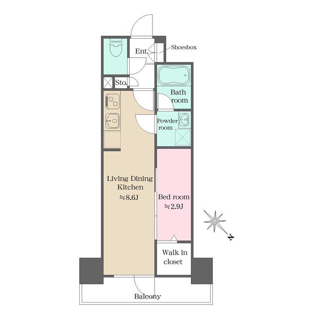 ウエリスアーバン大塚(1LDK/2階)の間取り写真