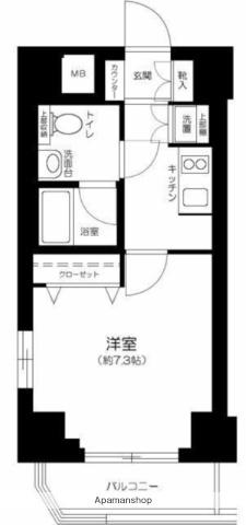 プレール・ドゥーク新御徒町(1K/3階)の間取り写真
