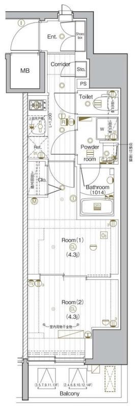 PREMIUM CUBE G 後楽園 5階階 間取り