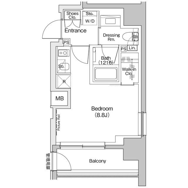 ザ・パークハビオ入谷(ワンルーム/13階)の間取り写真