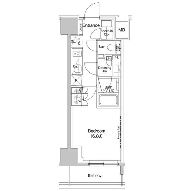 ザ・パークハビオ入谷(1K/7階)の間取り写真