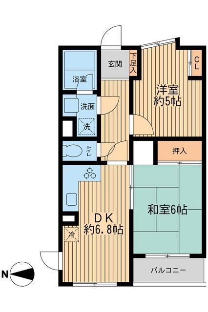 グリーンヒルズ飛鳥山(2DK/4階)の間取り写真