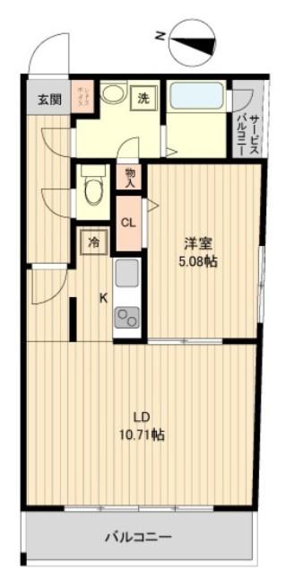 アーバハイツ扇大橋(1LDK/1階)の間取り写真