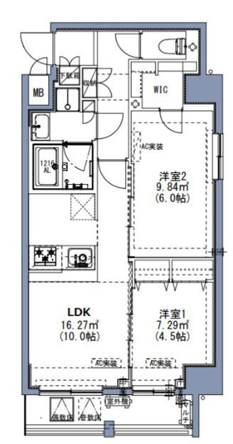 S-RESIDENCE尾久AZURE(2LDK/11階)の間取り写真