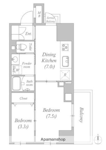 コスモグラシア三ノ輪(2DK/10階)の間取り写真