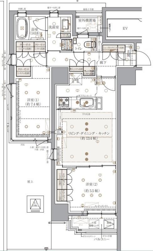 レ・ジェイドクロス千代田神保町(2LDK/5階)の間取り写真