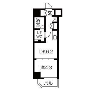 マテリア千住大橋(1DK/2階)の間取り写真