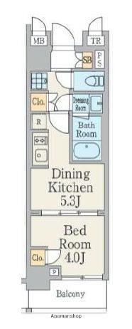 クレストコート町屋(1DK/10階)の間取り写真