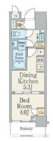 クレストコート町屋(1DK/3階)の間取り写真