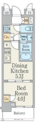 クレストコート町屋(1DK/8階)の間取り写真