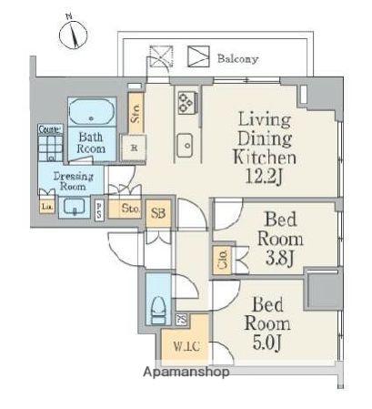 クレストコート町屋(2LDK/8階)の間取り写真