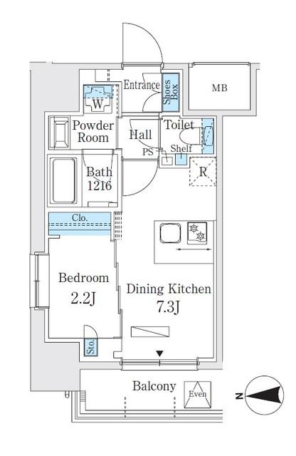 ヴィークブライト湯島(1DK/6階)の間取り写真