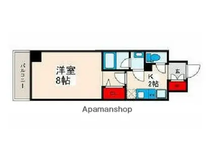 GRANPASEO三ノ輪(1K/9階)の間取り写真