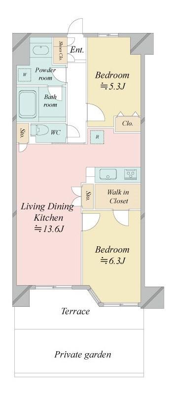 レジディア南千住(2LDK/1階)の間取り写真