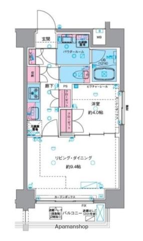 ジェノヴィア浅草Ⅵスカイガーデン(1LDK/5階)の間取り写真