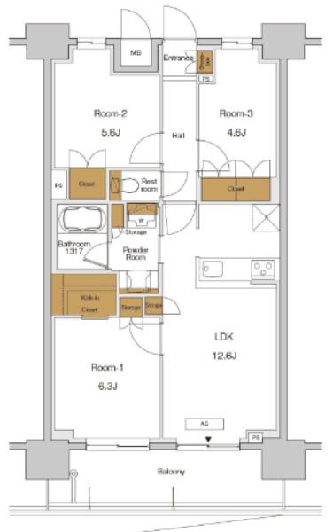 RJRプレシア東十条ガーデン(3LDK/12階)の間取り写真