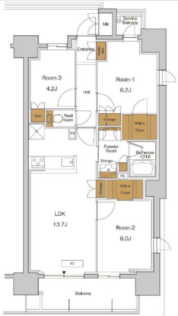 RJRプレシア東十条ガーデン(3LDK/14階)の間取り写真