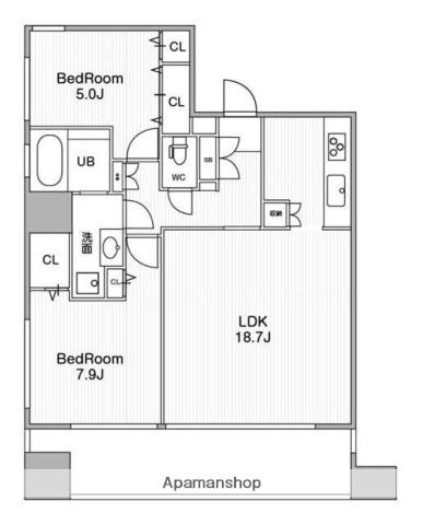 アーバンフラッツ池袋プレミアム(2LDK/25階)の間取り写真
