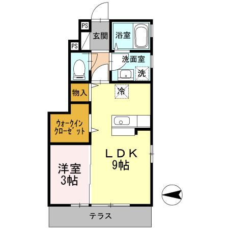 日暮里舎人ライナー 谷在家駅 徒歩12分 2階建 築17年(1DK/1階)の間取り写真