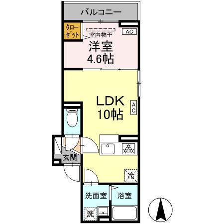 グラナーデ扇Ⅰ A(1LDK/2階)の間取り写真