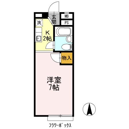 パインヒルズ(1K/2階)の間取り写真