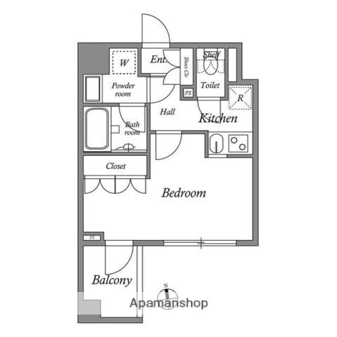 ザ・レジデンス神楽坂Ⅱ(1K/1階)の間取り写真