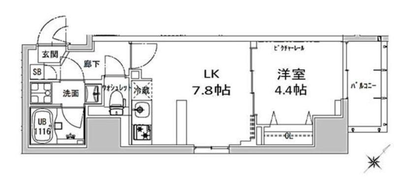 S-RESIDENCE神田AVANCE(1DK/8階)の間取り写真