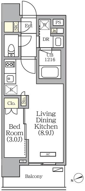 グランエール西日暮里(1LDK/8階)の間取り写真